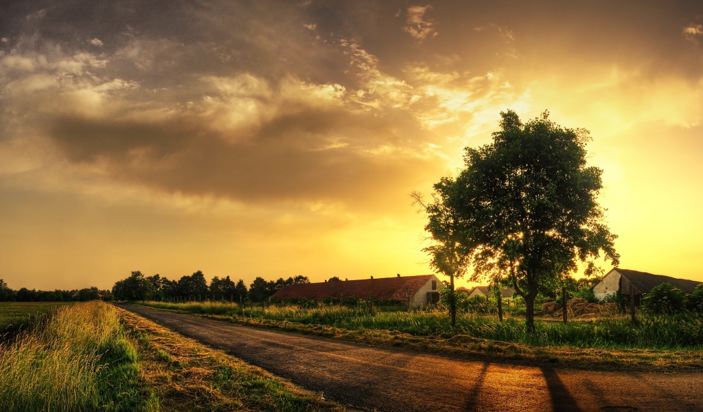 Закат в деревне