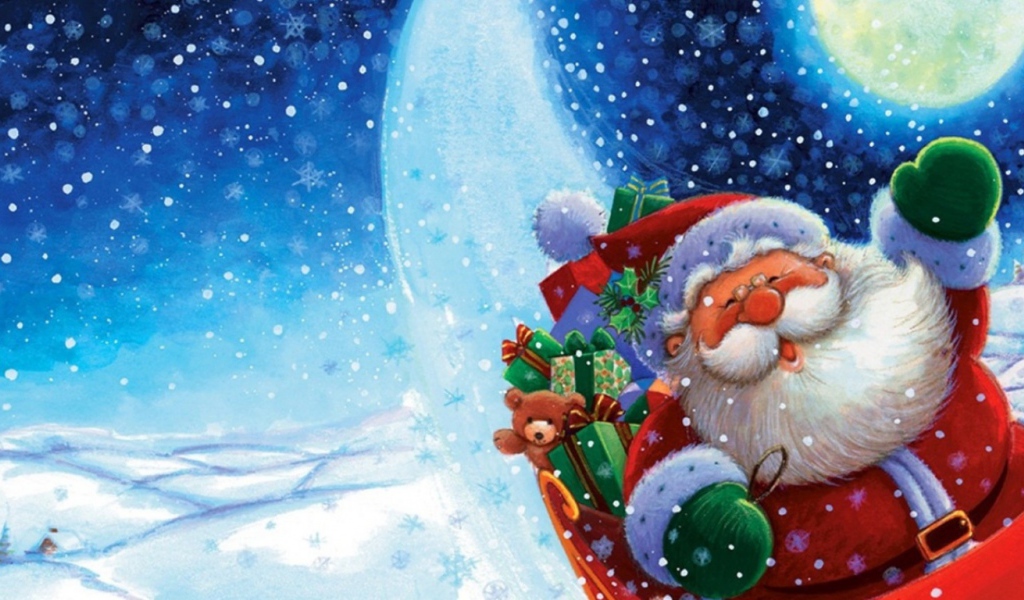 Санта Клаус в повозке