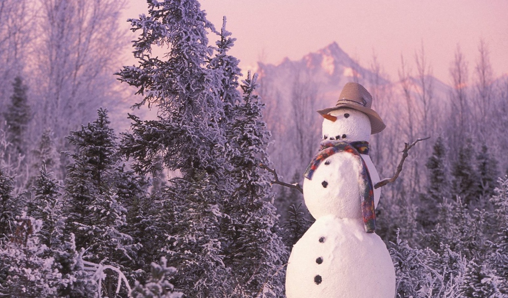 Снеговик в лесу