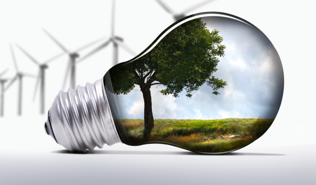 Лампочка природа и ветряки