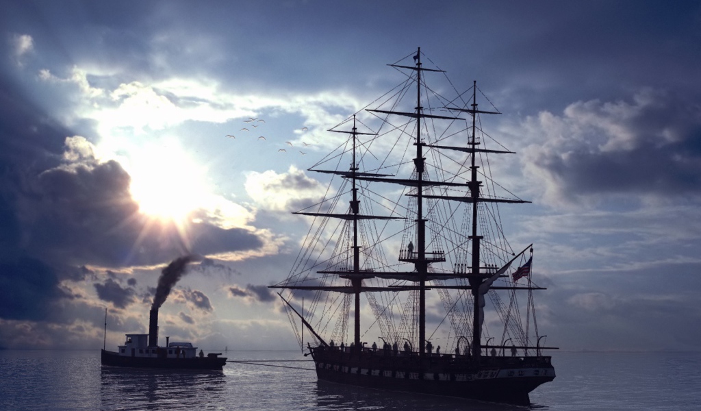 Трехмачтовый парусник