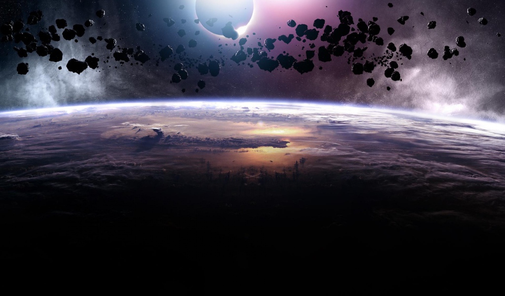 Обломки падающего астероида