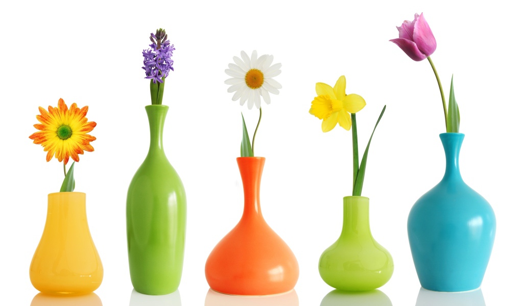 Цветочки в вазочках