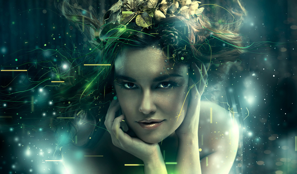 Девушка с венком в волосах