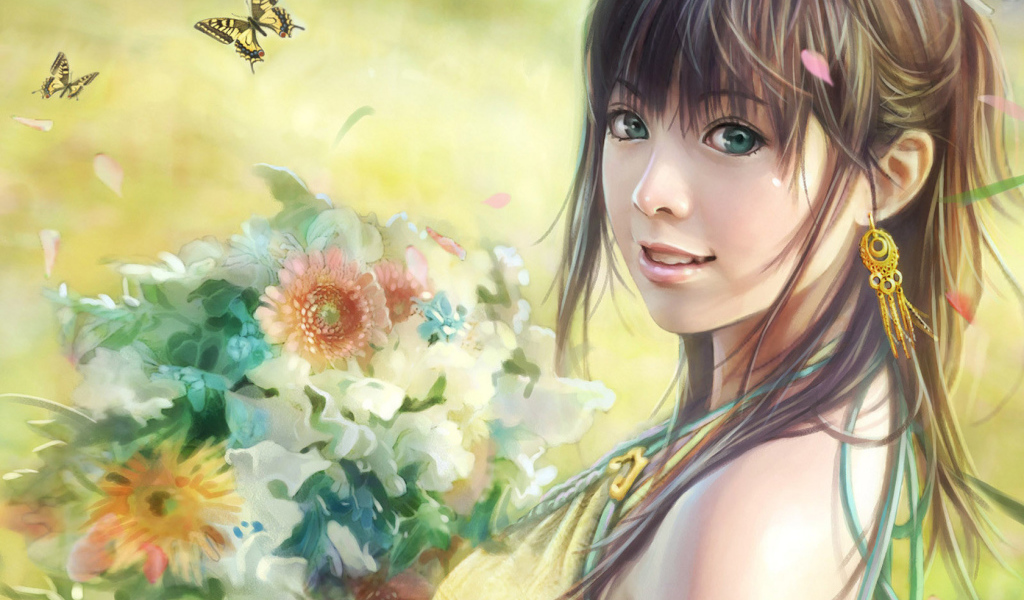 C букетом цветов