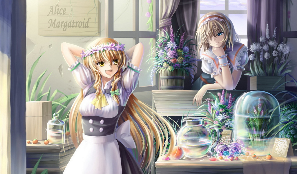 Девчонки в цветочном магазине