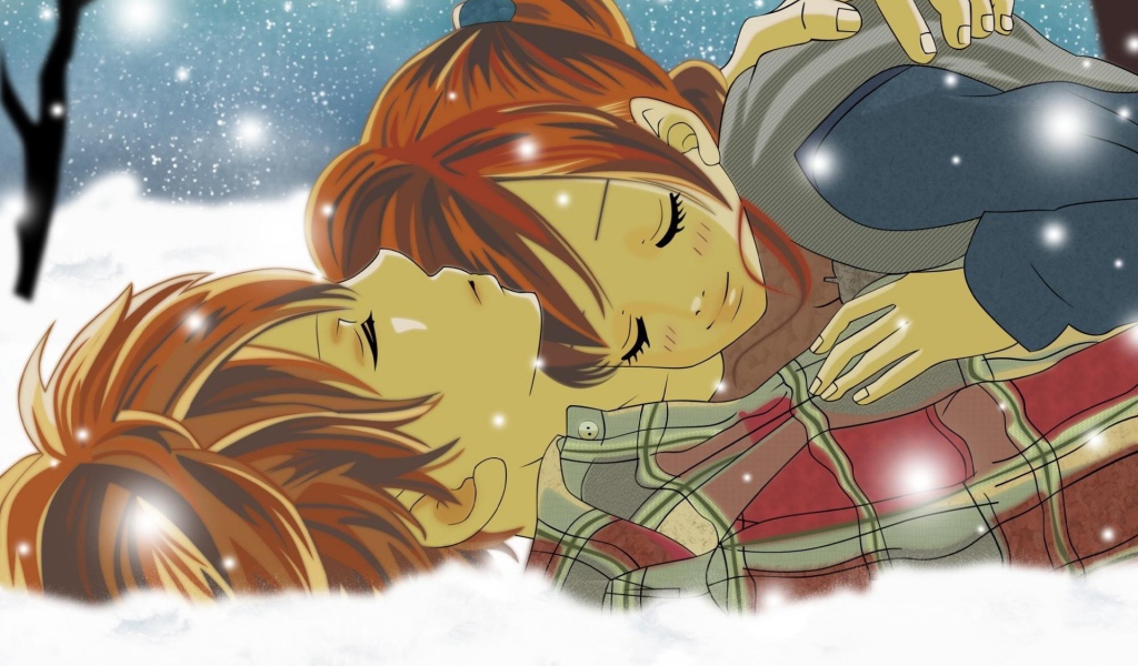 Влюбленные на снегу