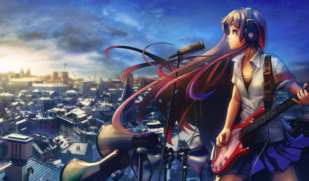 Играя на гитаре