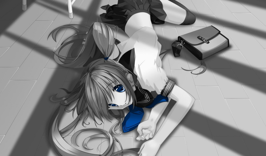 Школьница на полу