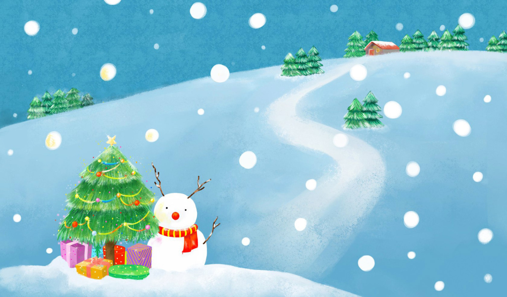 Снеговик под елочкой