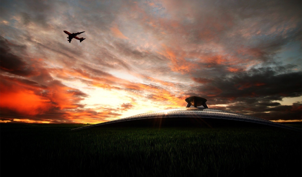 Пассажирский самолет в небе