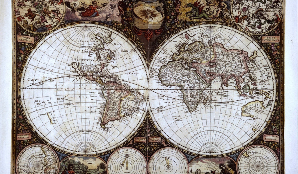 Старинная карта мира