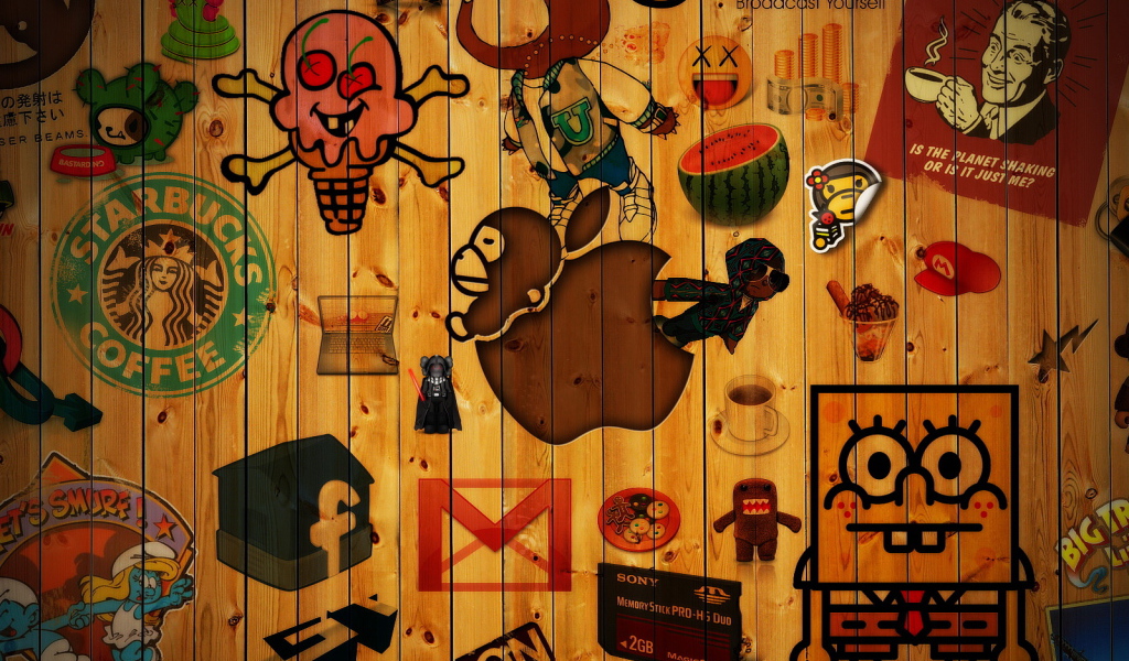 Стена значков и логотипов