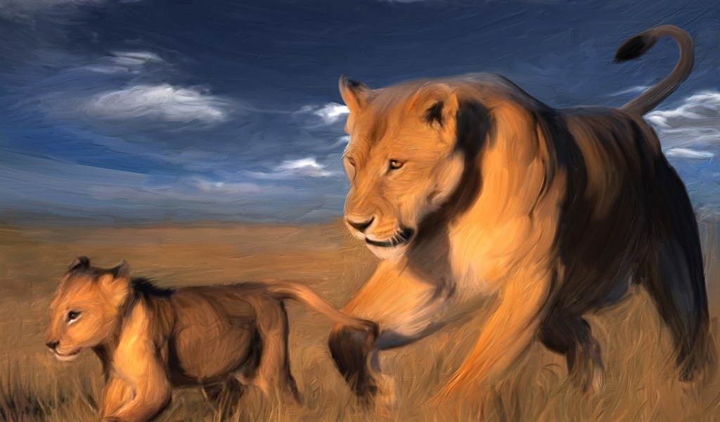 Львицы в саванне