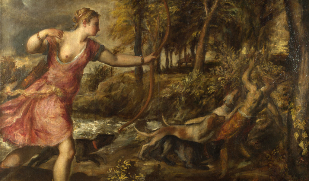 Картина Охотница и сатир