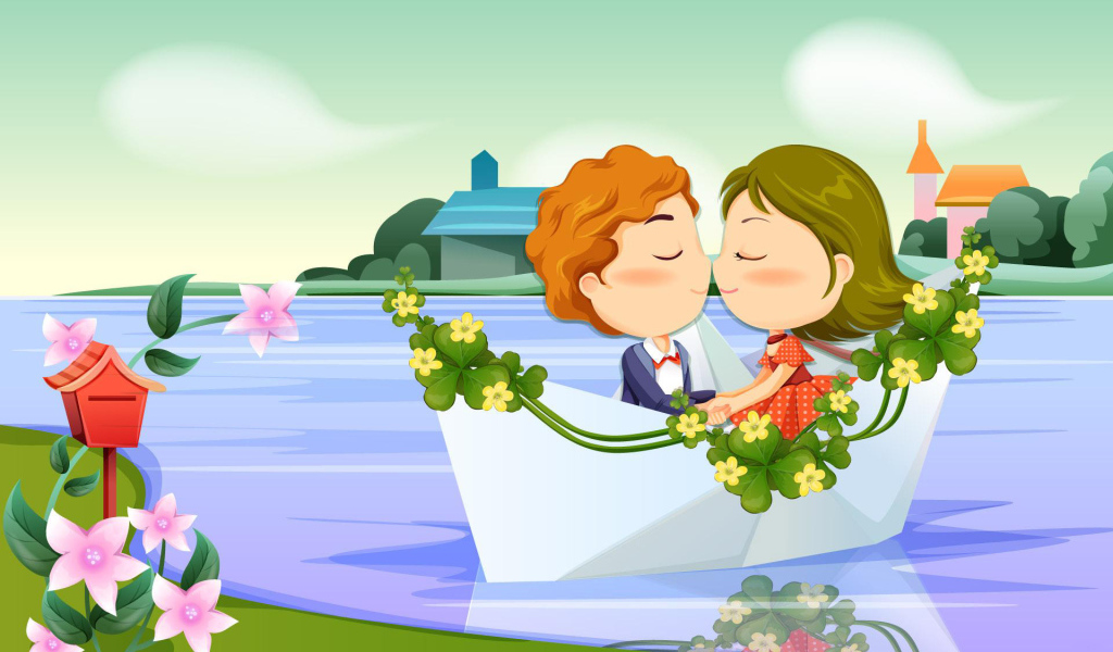 Влюбленные на лодочке