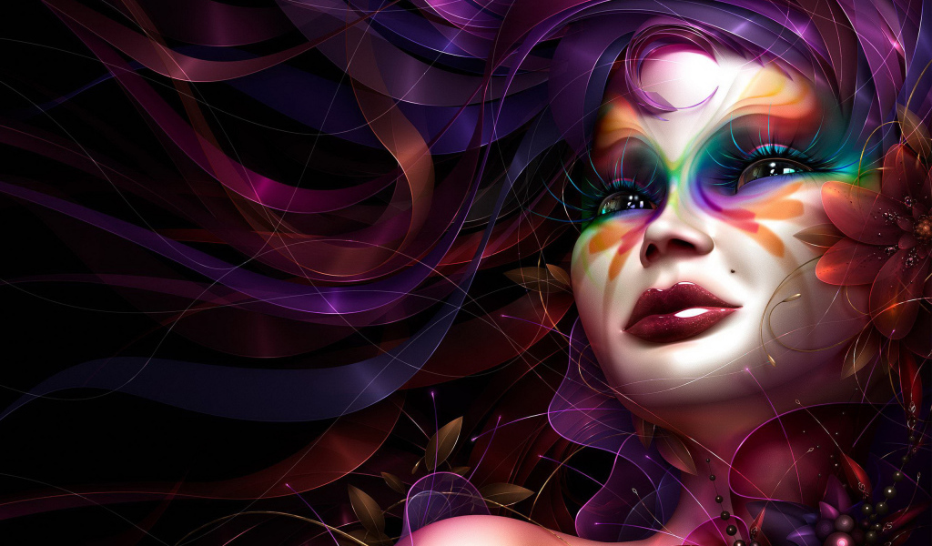 Девушка в разных цветах