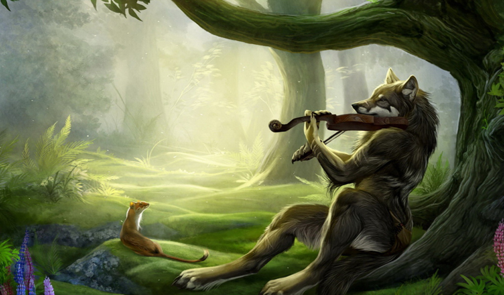 Волчица играющая на скрипке