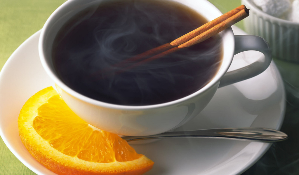 Чай с кусочком апельсина