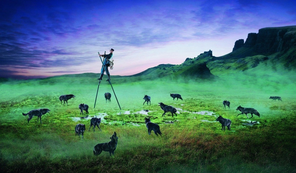 Охотник на ходулях и волки