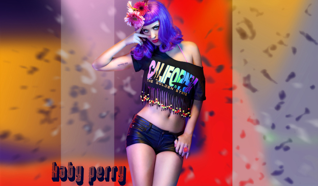 Кэти Перри в синем парике