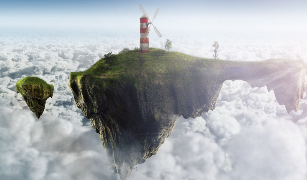 Ветреная мельница на висячем острове