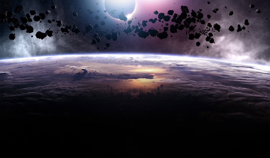 Астероиды над планетой