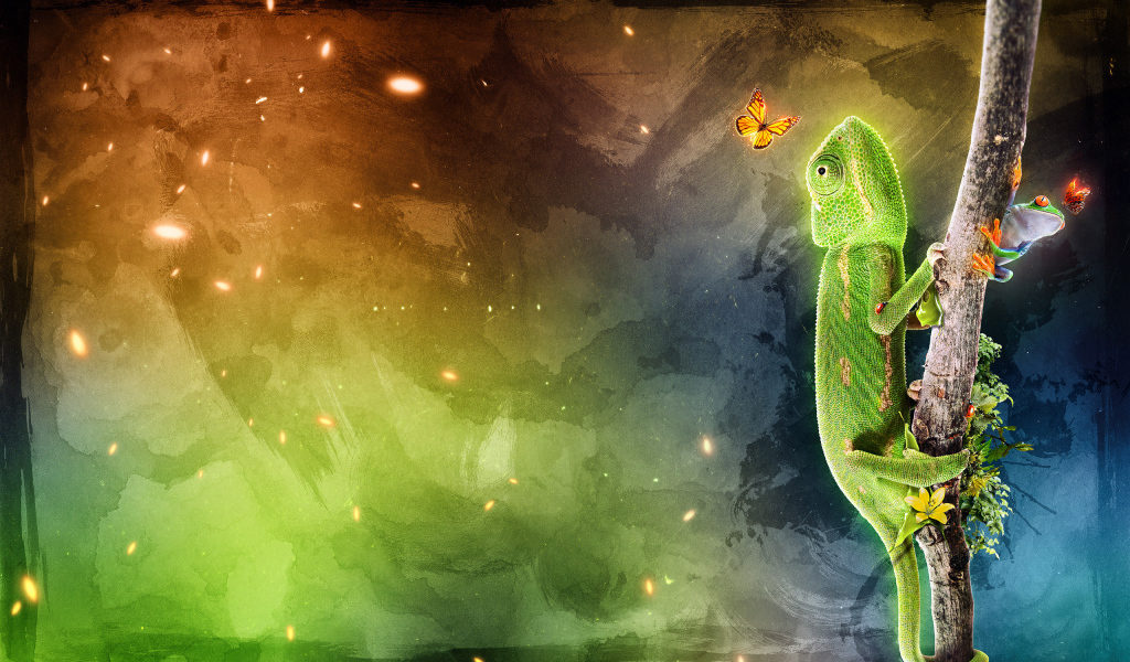 Хамелеон на ветке
