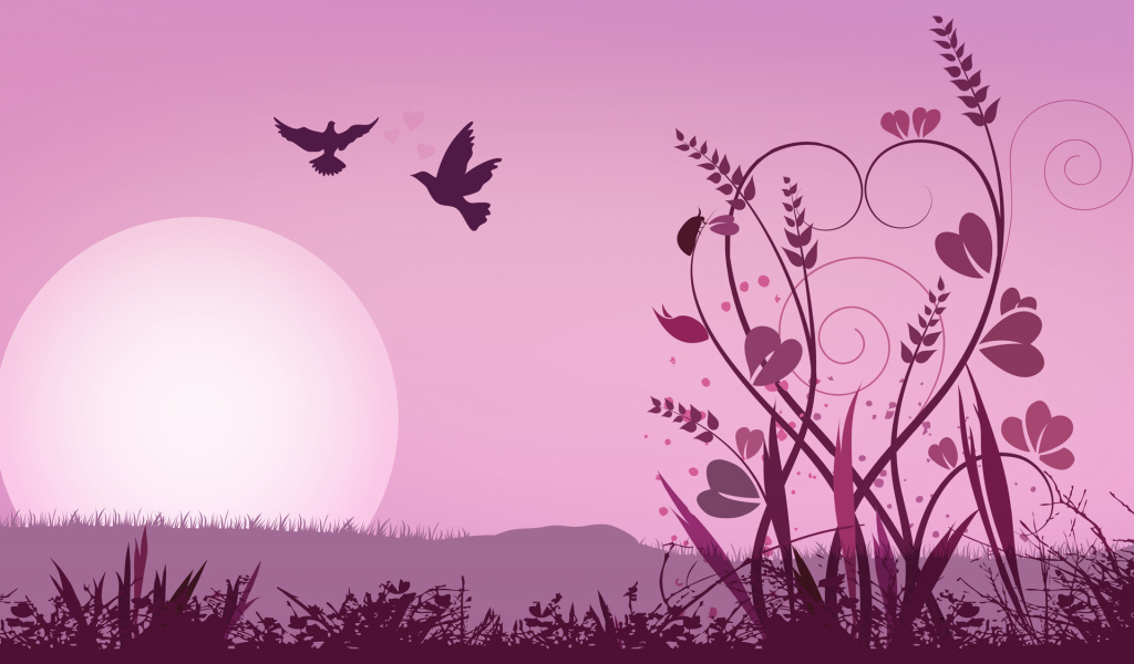 Цветы и голуби