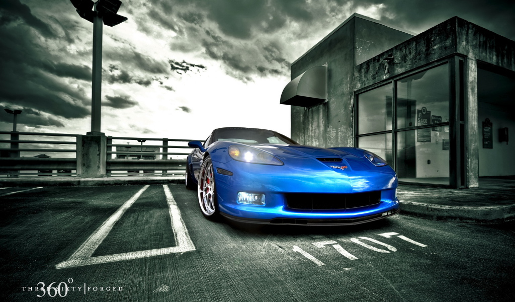 голубой Chevrolet-Corvette-Z06