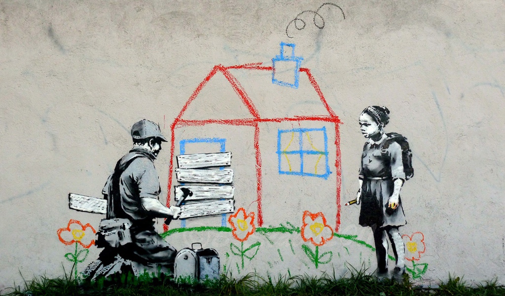 Volunteers Painting Banksy