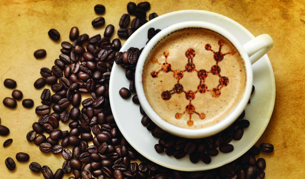Зерна кофе и чашка