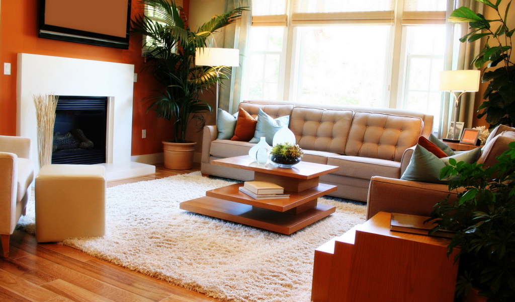 Гостинная с камином