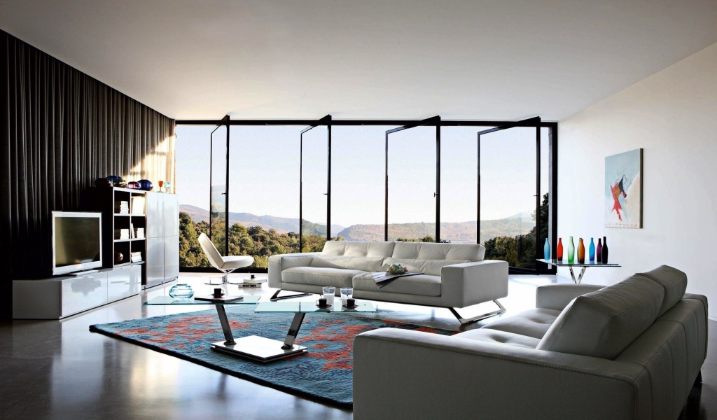 Гостиная с видом на горы