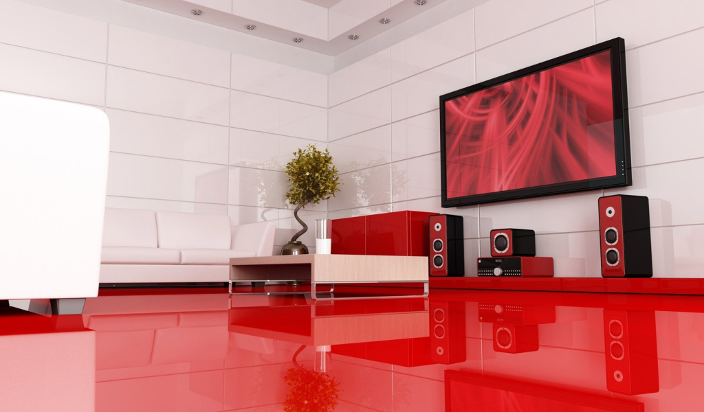 Комната в красно-белых тонах