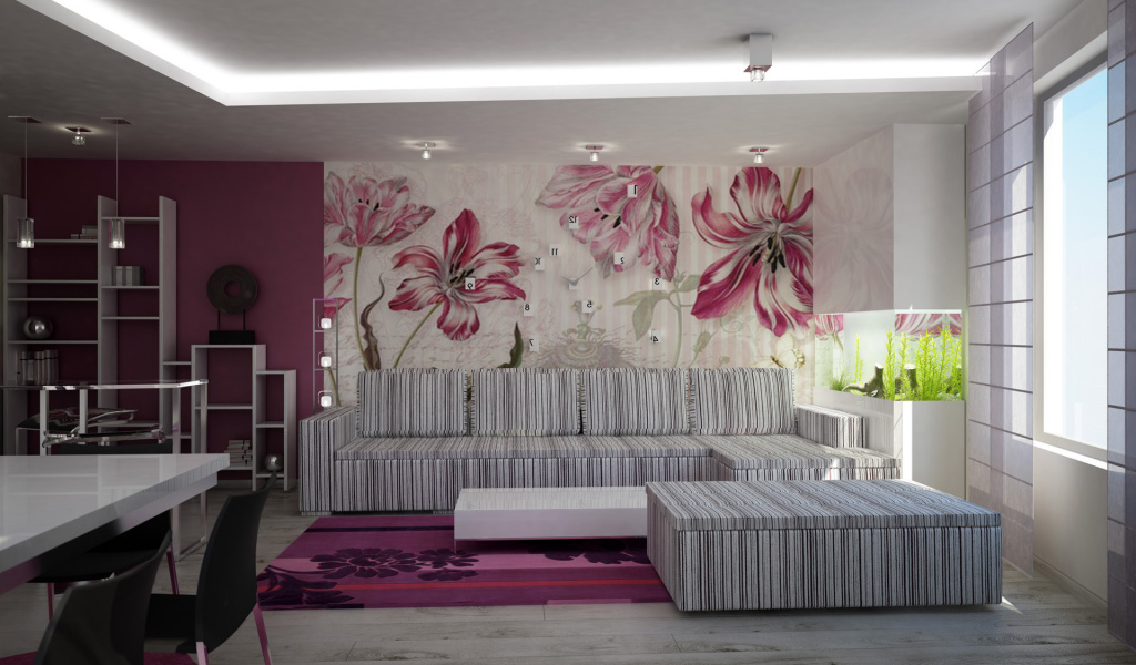 Интерьер комнаты в цветах