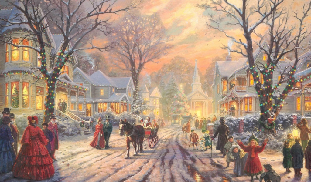 Празднование Рождества в городе