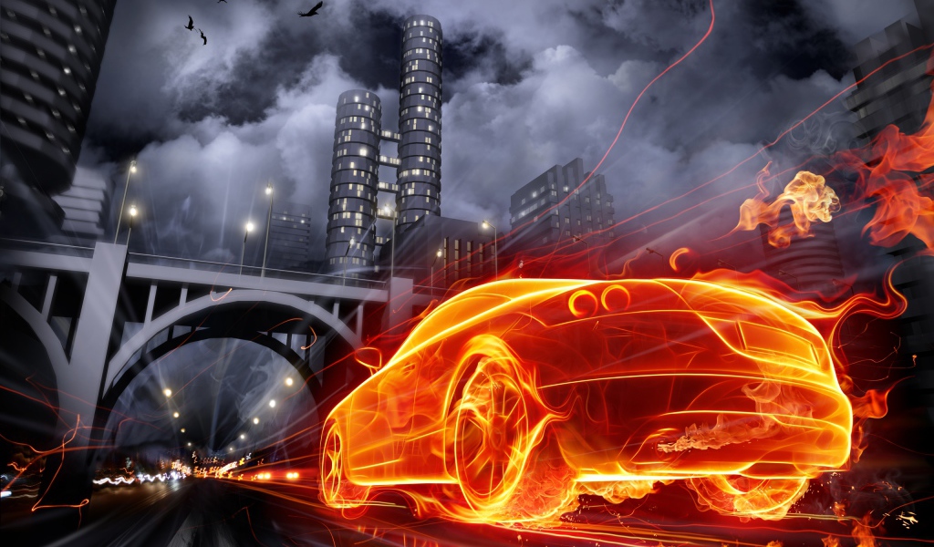 Машина в огне