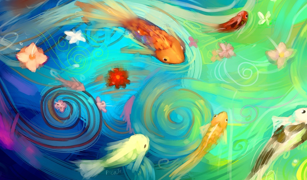 Рисованные рыбы