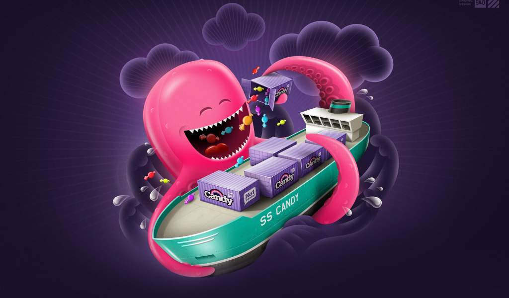 Осьминог с конфетами