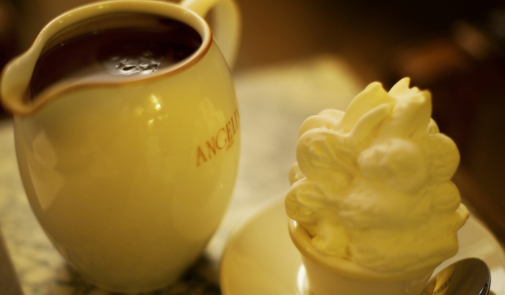 Горячий шоколад и пирожное