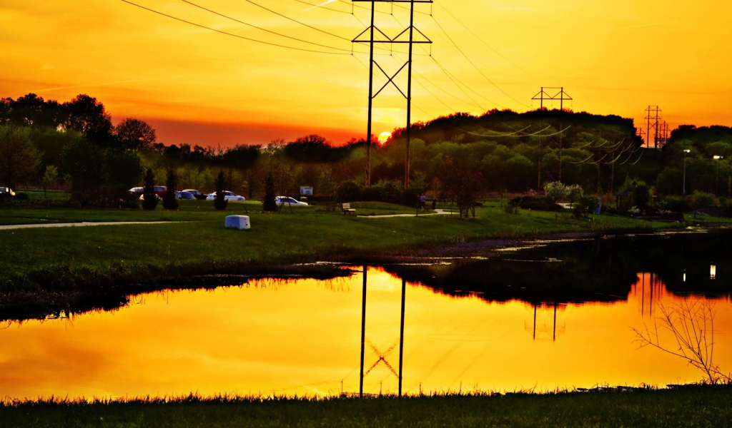 Закат в городе