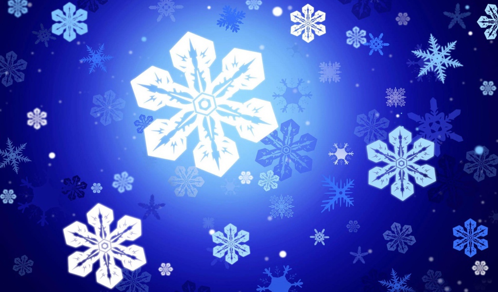 Снежинки на синем фоне