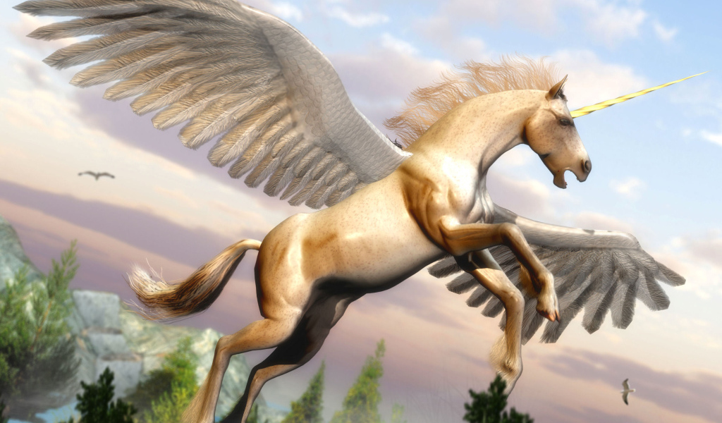 Лошадь с рогом и крыльями