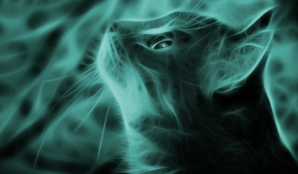 Кошка в зеленом тоне