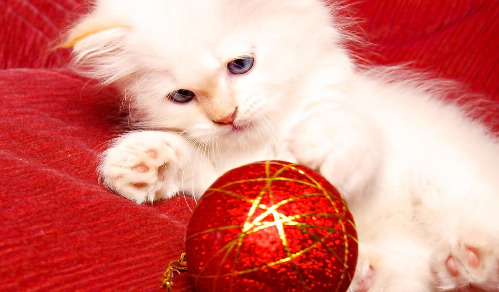 Белый кот ёлочная игрушка