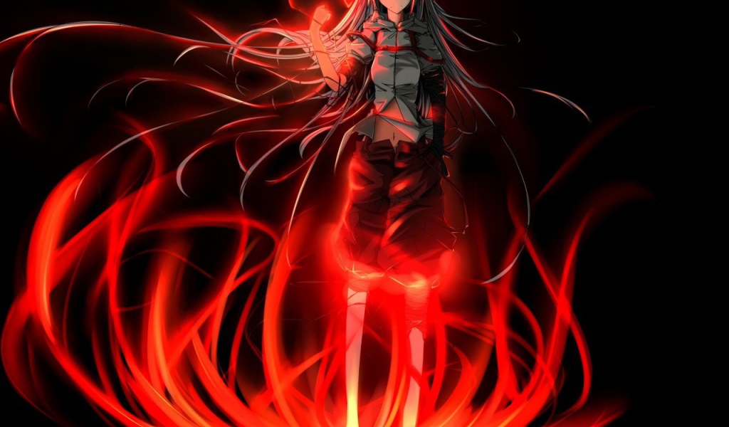 Anime girl in the flame