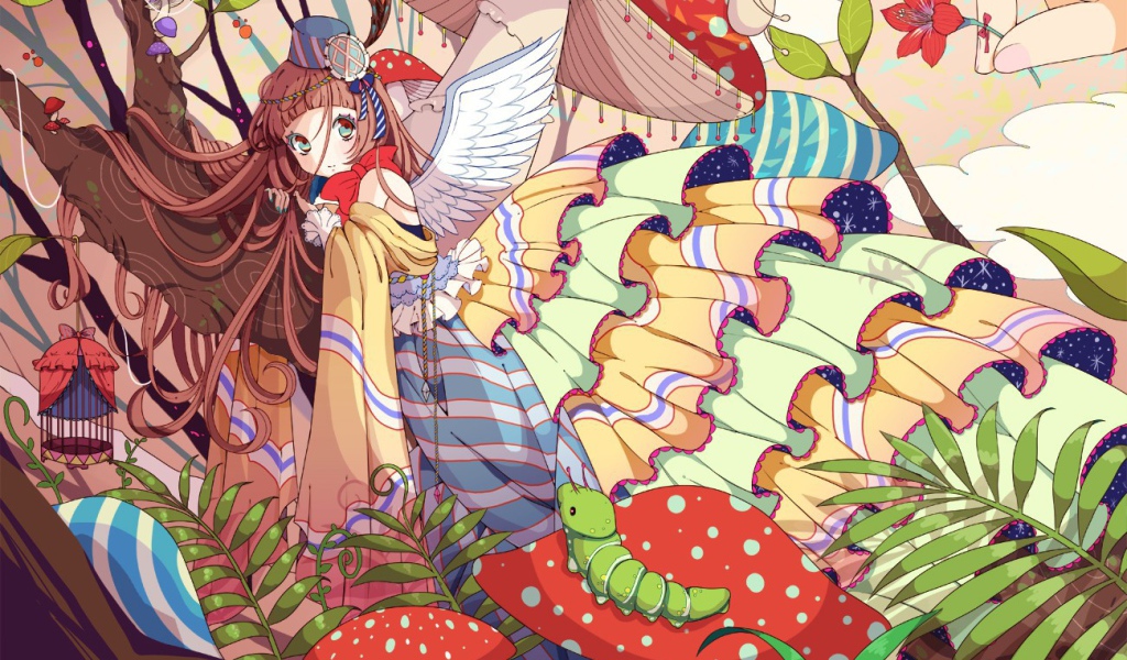 Аниме девочка в длинной юбке