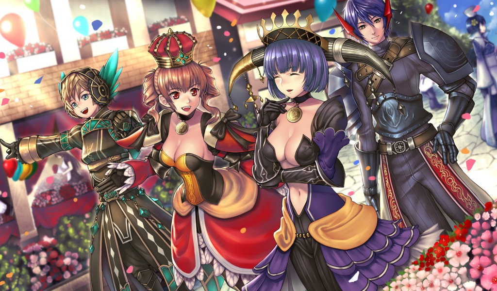 Лепестки цветков на девочеках аниме