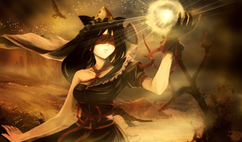 Девушка с огненным шаром